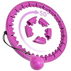 Brebon Gewogen Hoola Oefening Fit Hoops Plus Size voor Gewichtsverlies, 2 in 1 Gewichtsverlies 24 Afneembare Knopen Fitness Buik Apparatuur Hoepels Verstelbare Auto-Spinning Bal voor Volwassenen