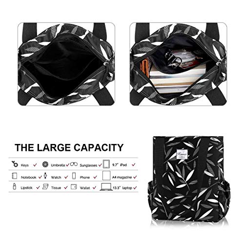 Image of KAMO Floral Tote Bag - Waterproof Lightweight Handbags Travel Shoulder Bag for Hiking Yoga Gym Swimming Travel Beach