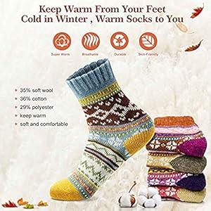 MORECOO Womens Socks Winter - Christmas Gifts & Stocking Stuffers for Women - Thick Wool Soft Warm Cozy Crew Socks for Women MORECOO Womens Socks Winter Christmas Gifts Stocking Stuffers for Women Thick Wool Soft Warm Cozy Crew Socks for Women