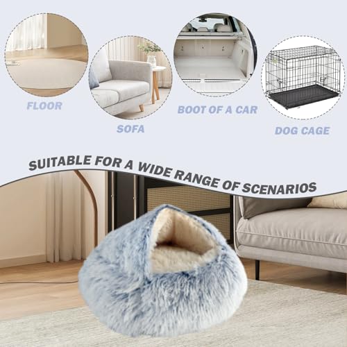 HaiTaoSy Hundehöhle, Kuschelhöhle für Kleine Hunde/Katzen, Warm und Weich, Flauschiges Hundebett mit Dach, Rutschfestes hundekörbchen Waschbar, (M) 60cm
