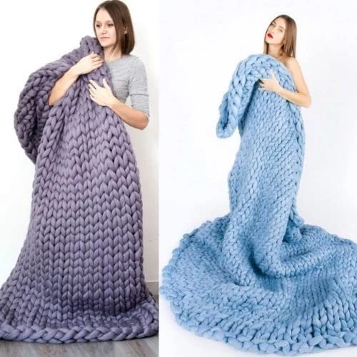 Gruba przędza bawełniana, Przędza do robótek ręcznych 1 kg Filc włóczkowy wielokolorowy(Light blue)