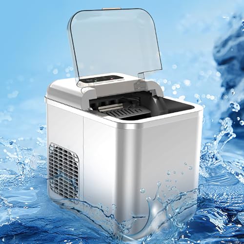 Fabricadora portátil de cubos de hielo para encimera, con cuchara y canasta para hielo, dos tamaños de cubos, control inteligente, para hogar/cocina/oficina/RV miniatura 1