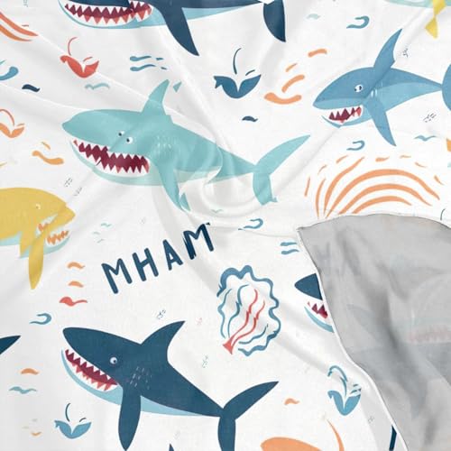 Cute Sharks Silk Like Head Scarf for Women,Soft Fashion Neck Scarf Square Satin Head Scarf 23.6 Inches4