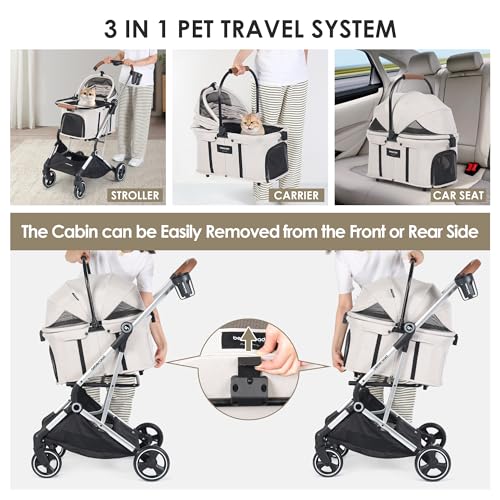 Cochecito para mascotas Beberoad T3 Pro plegable y desmontable para pasear con tu perro 3