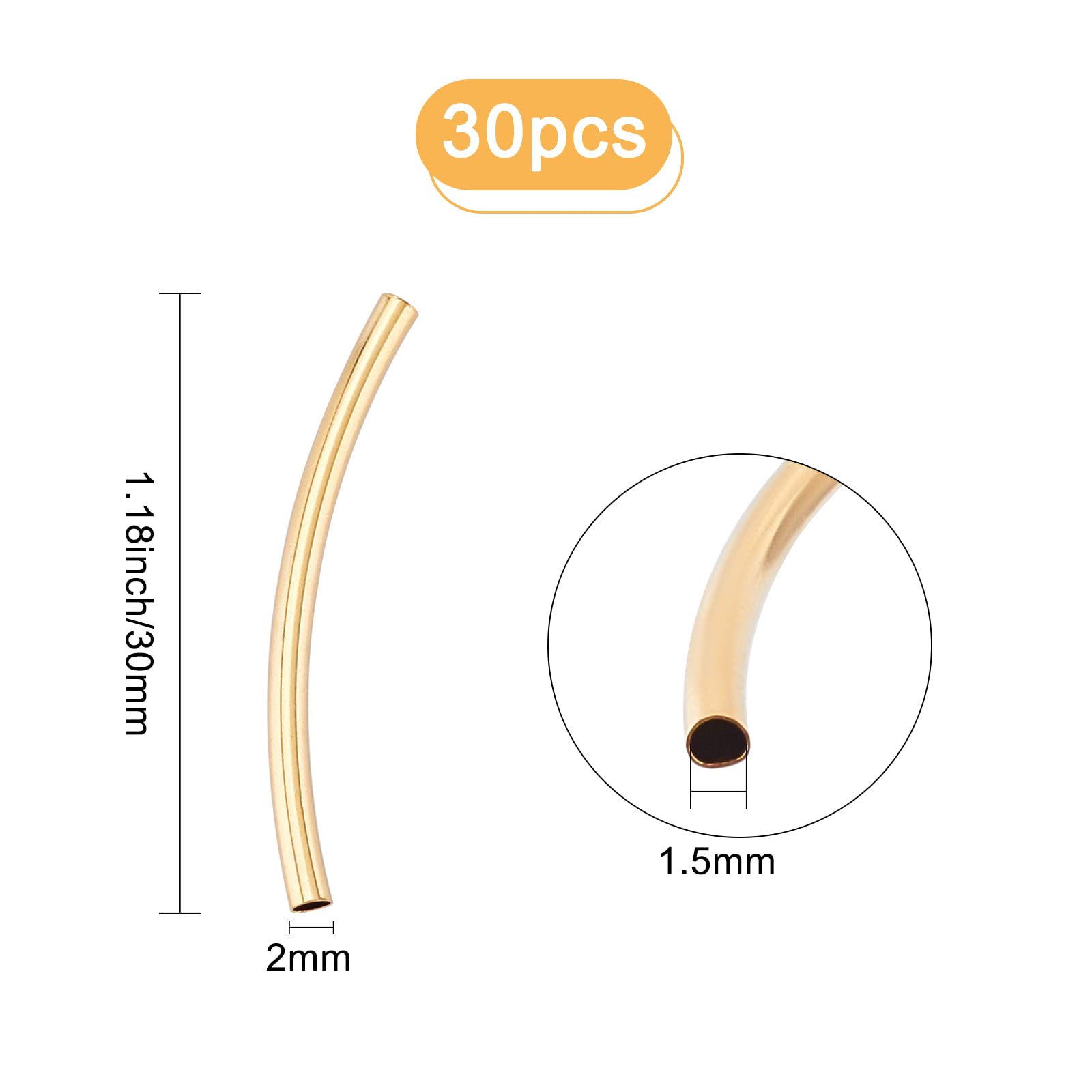 CREATCABIN 40 Pcs Tube Incurvé Perles Écailles Poisson Tube Nouilles Perle 925 Argent Sterling Plaqué Laiton Long Tube Torsadé Entretoises Connecteurs Vrac Twist Pour Fabrication Bijoux Charmes 20mm