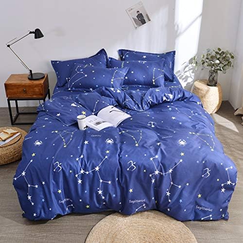 Kimko Starry Sky Bedding Set Boys Luxury Duvet Cover Set for Kids Bedroom,Soft,Comfortable and Durable 【 4Pcs -1 Duvet Cover Set + 1 Flat Sheet + 2 Pillowcases】