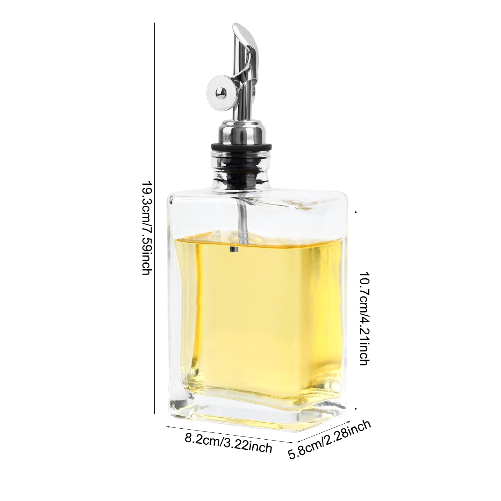 Silvery - Paquete de 4 botellas dispensadoras de aceite (2.8E + 2 ml/min, vidrio, 3.14 pulgadas de ancho x 4.92 pulgadas de alto, para adultos, reutilizables, cilíndricas, cocina, cocina,
