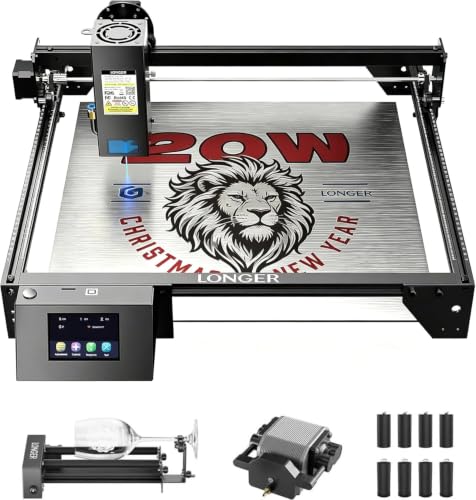 Image of Longer RAY5 20W Laser Engraver with Air Pump, Y-axis Rotary Roller 360 Rotation with Bracket,8Pcs Laser Engraver Raiser Laser,DIY Engraver Tool for Metal /Glass /Wood