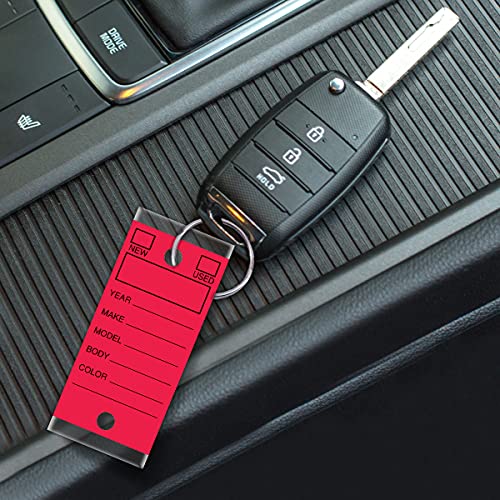 Image of Versa-Tags Red Self-Protecting Key Tags with Chrome-Plated Split Rings, 1000 Count Automotive Dealership Key Tags for Car Truck RV Inventory & Service Organization | Red self-protecting key tags with chrome split rings for automotive dealerships, vehicle inventory, and service organization
