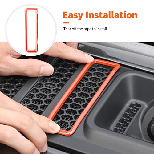 Image of Hood Vent Cover Cowl Panel Vent Cover Trim Fit for 2018-2026 Jeep Wrangler JL JLU & Gladiator JT (Orange)