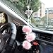 YIDEXIN Bling Car Mirror Accessories for Women £¦ Men Bling Love Heart and Pink Plush Ball Bling Rinestones Diamond Car Accessories Crystal Car Rear View Mirror Charms,Lucky Hanging Accessories