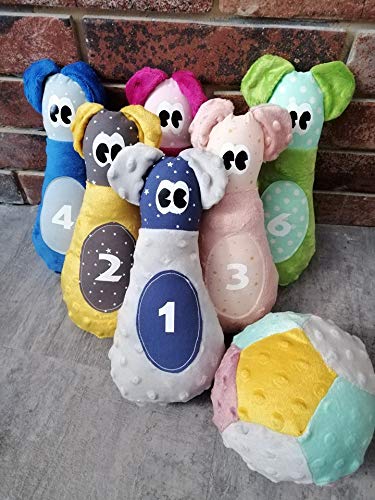 Jeu De Quilles Pour Enfant En Tissu Fourni Avec 6 Quilles Et Une Balle Activite Bebe Eveil Creation Fait Main Idee Cadeau De Noel Jouet Enfant Amazon Fr Produits Handmade