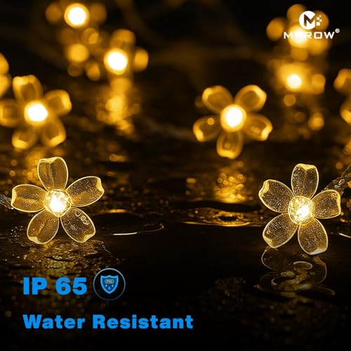 Image of MPROW Yellow-Color Flower LED String Lights - 20 Led Decorative Cherry Blossom Fairy Lights with Plug for Diwali, Christmas, Wedding, Home Decor - Vibrant Floral Night Lights for Bedroom, Balcony