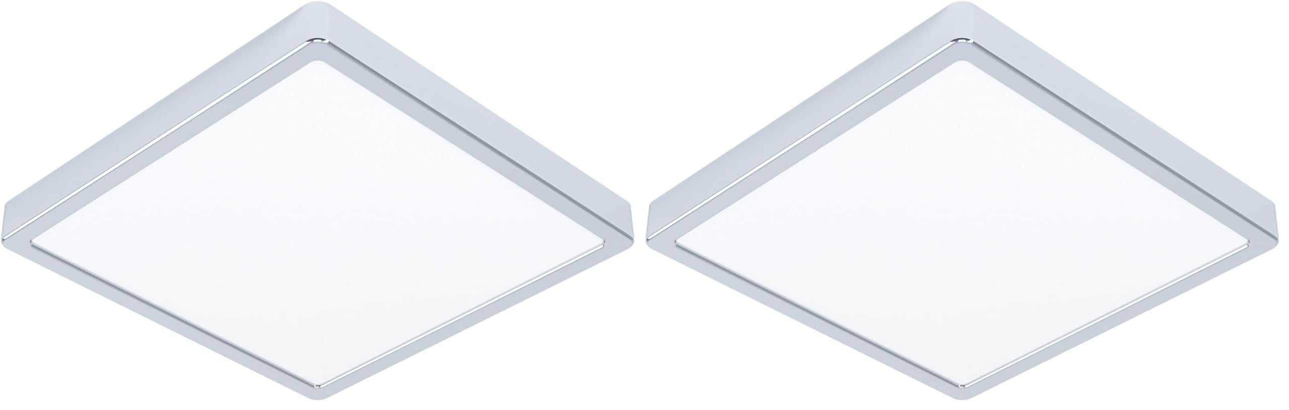 EGLO LED Deckenleuchte Fueva 5, L x B 28,5 cm, Aufbauleuchte, Bad-Deckenlampe aus Metall in Chrom und Kunststoff Leuchtfläche in Weiß, Badezimmer Lampe, LED Aufbaulampe neutralweiß, IP44