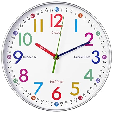 AIRUIFU Wanduhr Kinder- LernWanduhren - Bunte LernUhren Cover