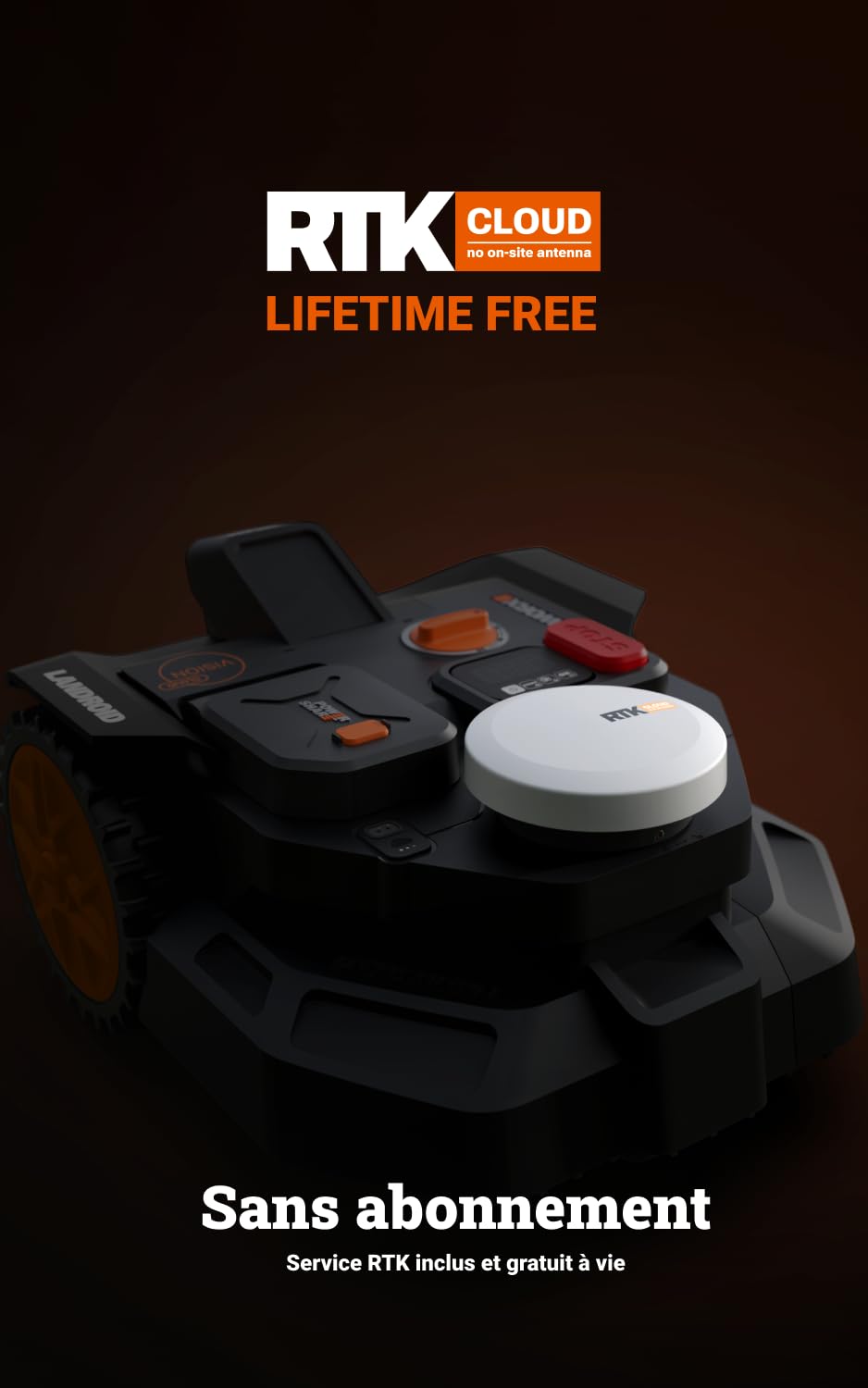 Worx Landroid Vision Cloud WR304E Robot rasaerba, senza filo perimetrale, per 400 m² (evitamento ostacoli AI, navigazione cloud VSLAM + RTK, mappatura automatica, controllo tramite App)