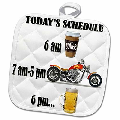 3D Rose Coffee Beer Motorcycles Pot Holder 8x8