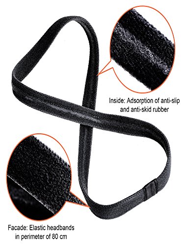 9 Pieces Thick Non-slip Elastic Sport Headbands, Elastic Silicone Grip Exercise Hair and Sweatbands for Football, Basketball, Soccer, Tennis, Yoga and Golf (Black)