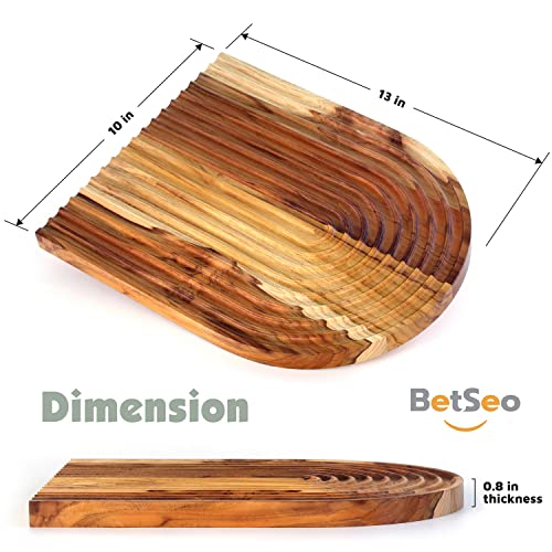 Decorative Wooden Teak Charcuterie Board, Wooden Serving Boards For Kitchen Home Decor, Coffee Table Tray, Breakfast Dinner Party, Bead Boards Jewelry Making (The Arch Shape/Grooved) #TOP2