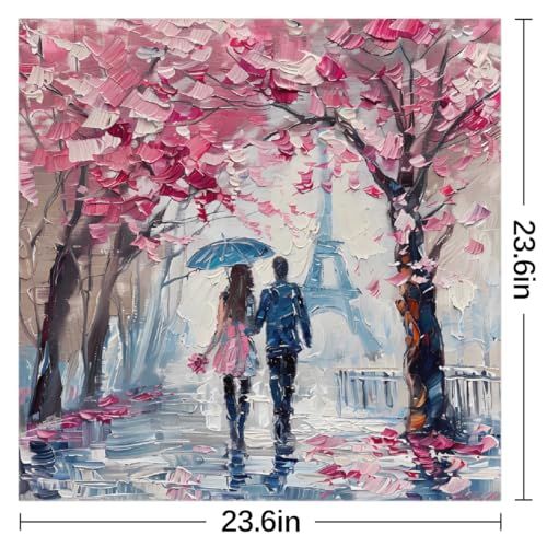 Eiffel Tower Pink Cherry Blossom Square Silk Scarf for Women, 23.6" Lightweight Fashion Scarves Wraps, Silk Like Hair Neck Scarf Headband Bandanas for Ladies2
