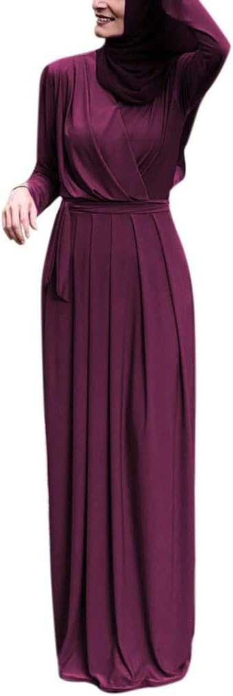 Women's Dresses Indian Pleated Neck Indian Women's Muslim Dress Senior Banquet Leisure Burqa Jilab Abaya