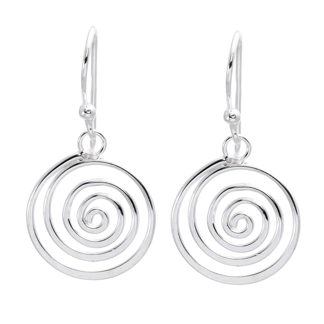Silverly 925 Silver Spiral Disc Earrings for Women – Flat Round Openwork Swirl Dangle Earrings With Hooks – Sterling Silver Boho Jewelry - Modern