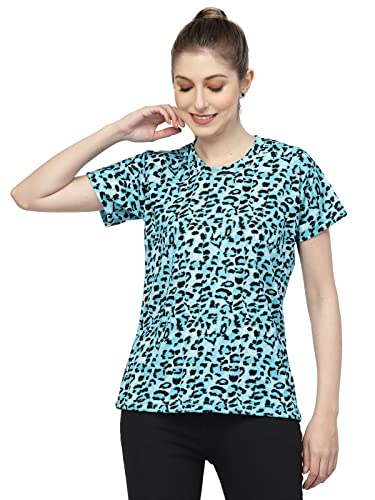 Image of UZARUS Women's Regular Fit Printed Half Sleeves Round Neck Gym Sports T-Shirt