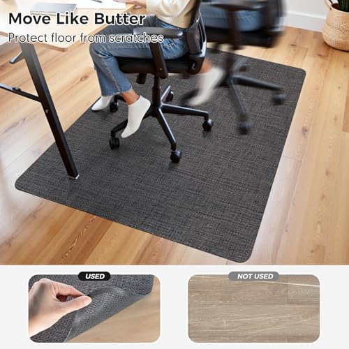 Image of Sycoodeal Chair Mat, 48 inch x 55 inch Office Chair Mat for Hardwood and Tile Floor, Heavy Duty Floor Protector for Rolling Chairs, Non-Slip,Computer Mat for Home Office(Dark Coffee)