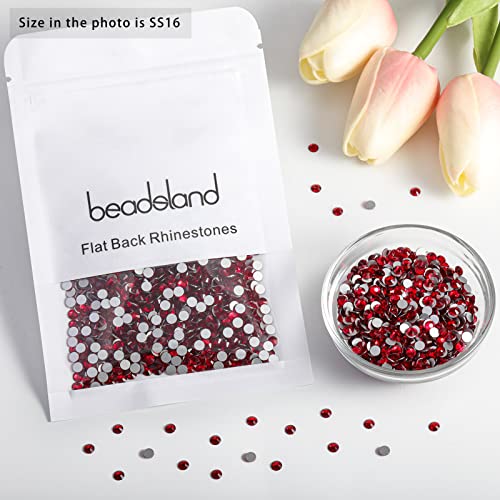 Image of Beadsland 2880pcs Flat Back Crystal Rhinestones Round Gems for Nail Art and Craft Glue Fix,Siam,SS16,3.8-4.0mm