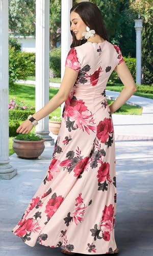 Image of KOH KOH Womens Long Flowy Cap Sleeve Empire Waist Cocktail Maxi Dress Gown