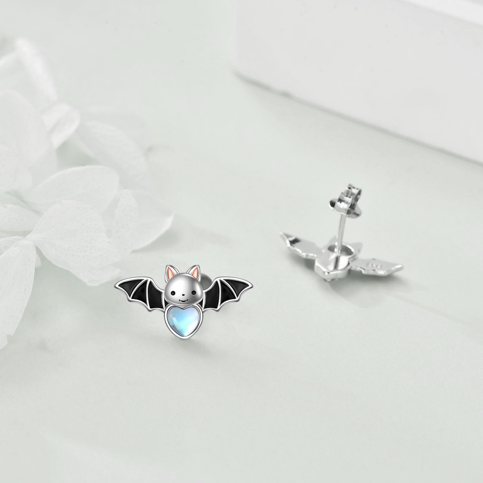 Mondstein Ohrringe für Damen Mädchen 925 Sterling Silber Koala/Katze/Eule/Kuh/Fledermaus/Schwein Ohrstecker Tier Geschenk Mondstein Schmuck