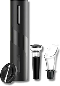 Kit Abridor de Vinho Elétrico Recarregável USB, com Cortador de Papel Alumínio, Derramador de Vinho e Rolha à Vácuo, Saca-rolhas Automático, Ótima Opção de Presente, Qualidade Premium