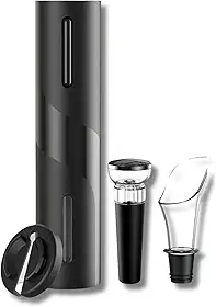 Kit Abridor de Vinho Elétrico Recarregável USB, com Cortador de Papel Alumínio, Derramador de Vinho e Rolha à Vácuo, Saca-rolhas Automático, Ótima Opção de Presente, Qualidade Premium
