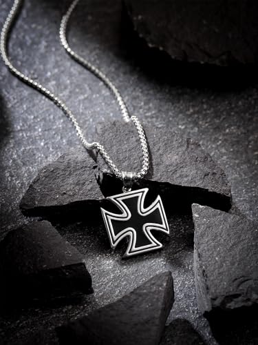 Image of Urban Tag Collection | Stainless Steel Pendant Chain Necklace For Men And Boys | Silver and Black Colour | Anniversary Birthday Gifts