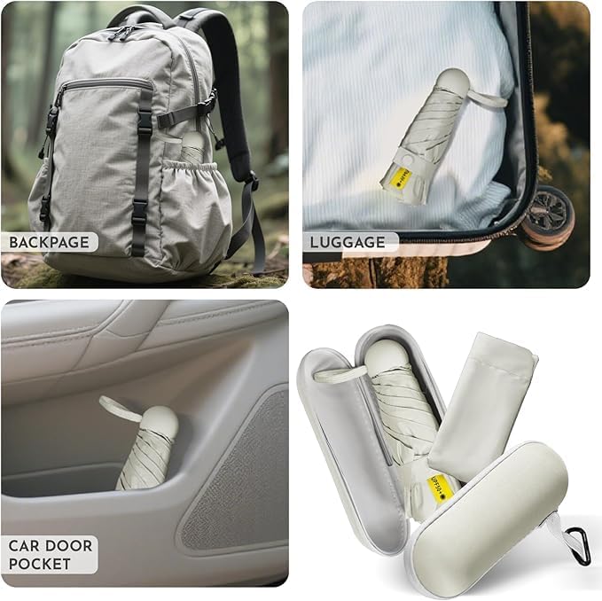 Mini Travel Umbrella for Purse With Case, UV Protection for Sun, Lightweight Small Umbrella for Backpack,Tiny Portable folding compact Umbrellas for Women Girls Boys - Image 3