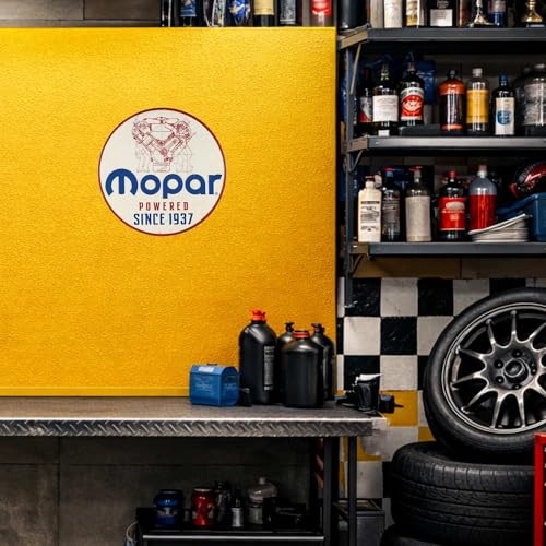 Image of Mopar Powered Since 1937 Round Embossed Metal Sign - Vintage Mopar Sign for Garage or Man Cave