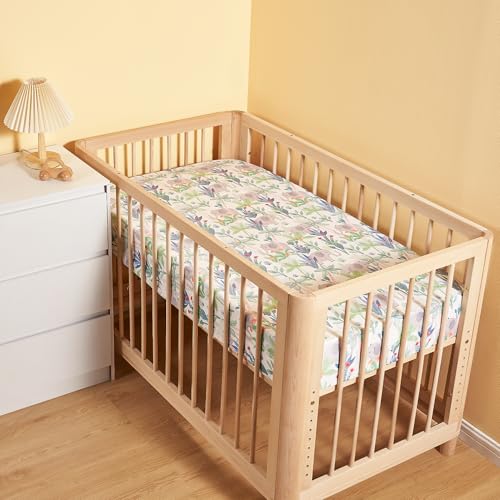 Image of TILLYOU Baby Crib Sheets for Boys Girls, Super Soft Toddler Bed Sheets, 2 Pack Sheets for Standard Crib Mattress 28x52in, Rainforest Elephant