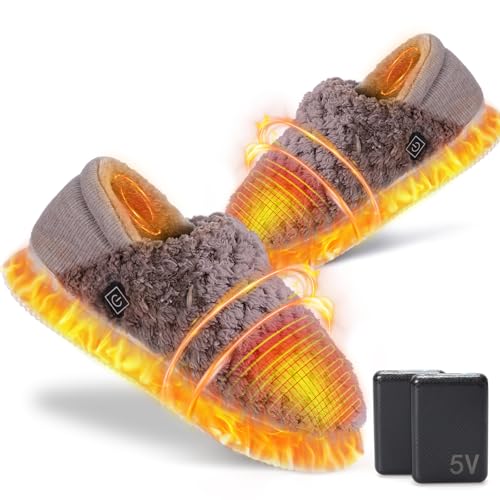 SUPTEMPO 電気スリッパ コードレス 10秒速暖 フットウォーマー 足温器 (グレー, L(25~27cm))