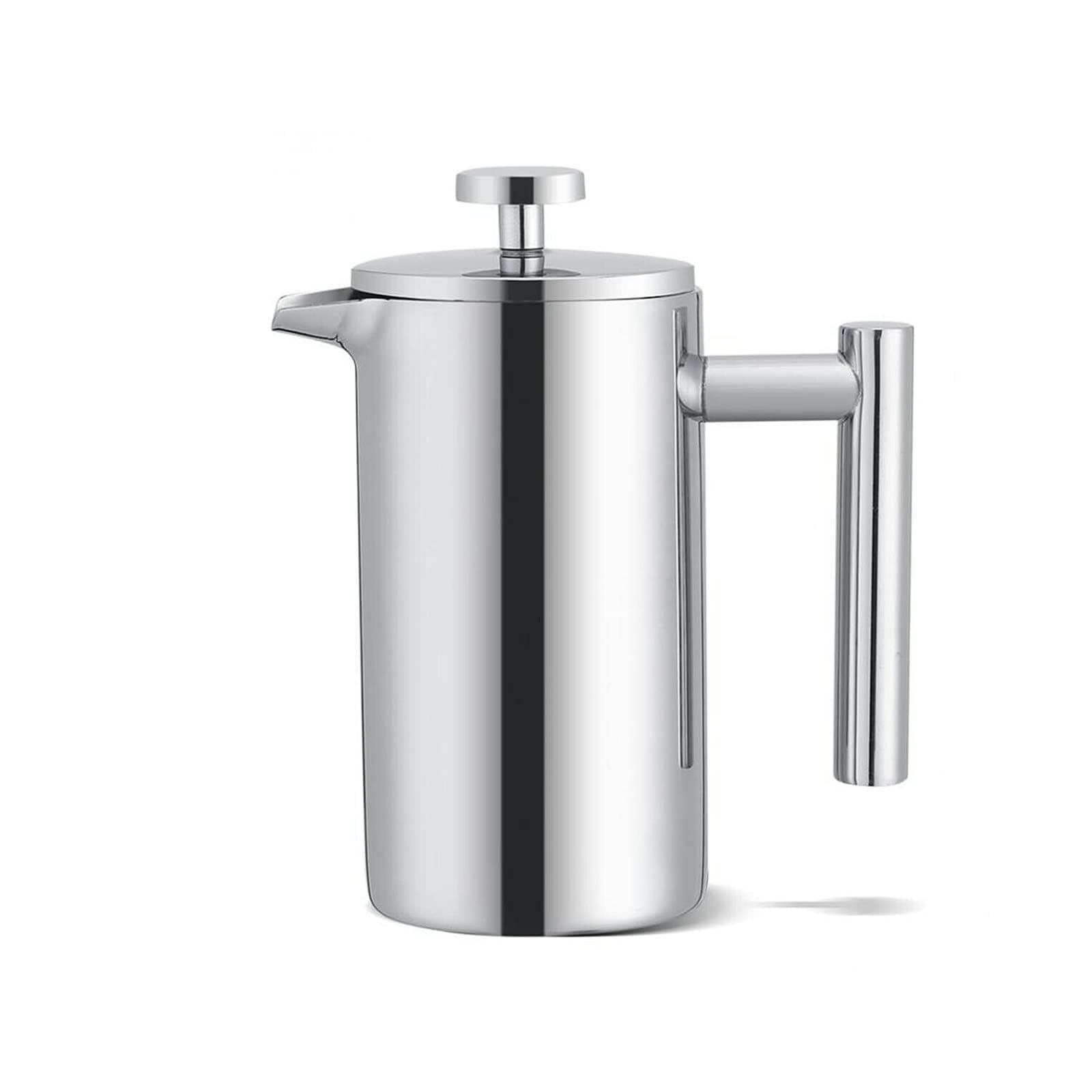 CROWNSHOP 350ML Coffee Press Double Wall Maker Stainless Steel Cafetieres Shockproof Glass Pot Filter Maker Plunger Pitcher for Tea and Ground Beans