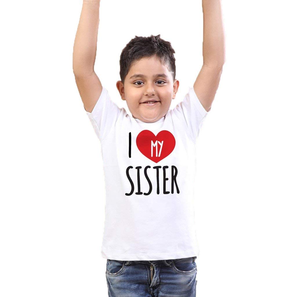 Bon OrganikI Love My Sister for BOY Boys Printed Cotton Half Slevee Tshirt/Boys Clothing/Boy Tshirts/Casual Tshirts for Boys/Round Neck tees for Boys/Tshirts for Boys