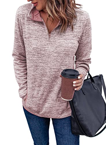 AlvaQ Sweat-shirt décontracté à manches longues pour femme avec poches (S-XXL), Z rose., Medium Cover