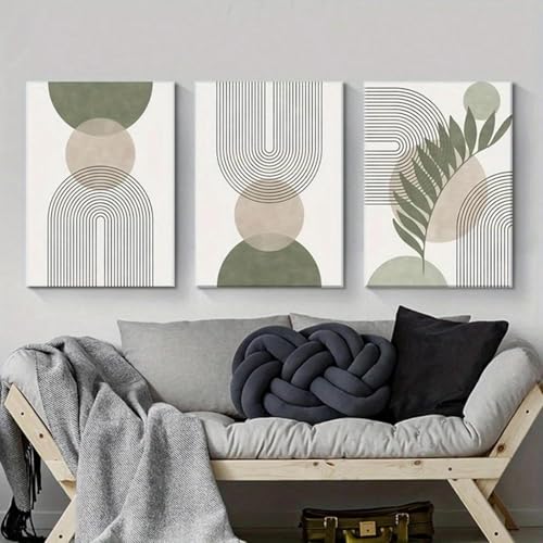 Toile murale bohème vert sauge pour créer une ambiance zen dans votre salon lumineux