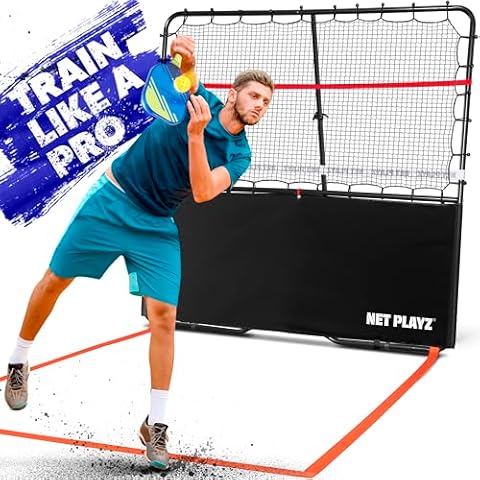 Pickleball Rebound Net Training Equipment Aid, Adjustable Angle & Easy Setup - Perfect Your Forehands Backhands Dinks Volleys Accuracy Coordination Kitchen Control Cover