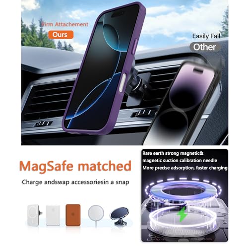 Image of Magnetic for iPhone 17 Phone Case, [Compatible with MagSafe], Screen Protector X1, [Military Grade Drop Protection],Matte Finish,Slim,Shockproof,Protective (Purple, iPhone 17)