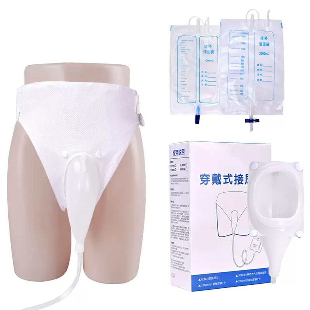 GEDRACKPMYN Urine Collection Bag Catheters, Reusable Portable Comfortable Urinary System Equipped with a Silicone Urine Collector with 2 Catheterization Bags,Elderly and women