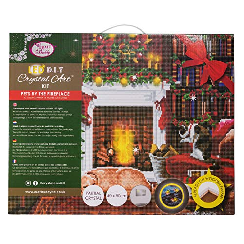 CAK-XLED15: Pets by The Fireplace 40x50 LED Crystal Art Kit (with Special Effects)