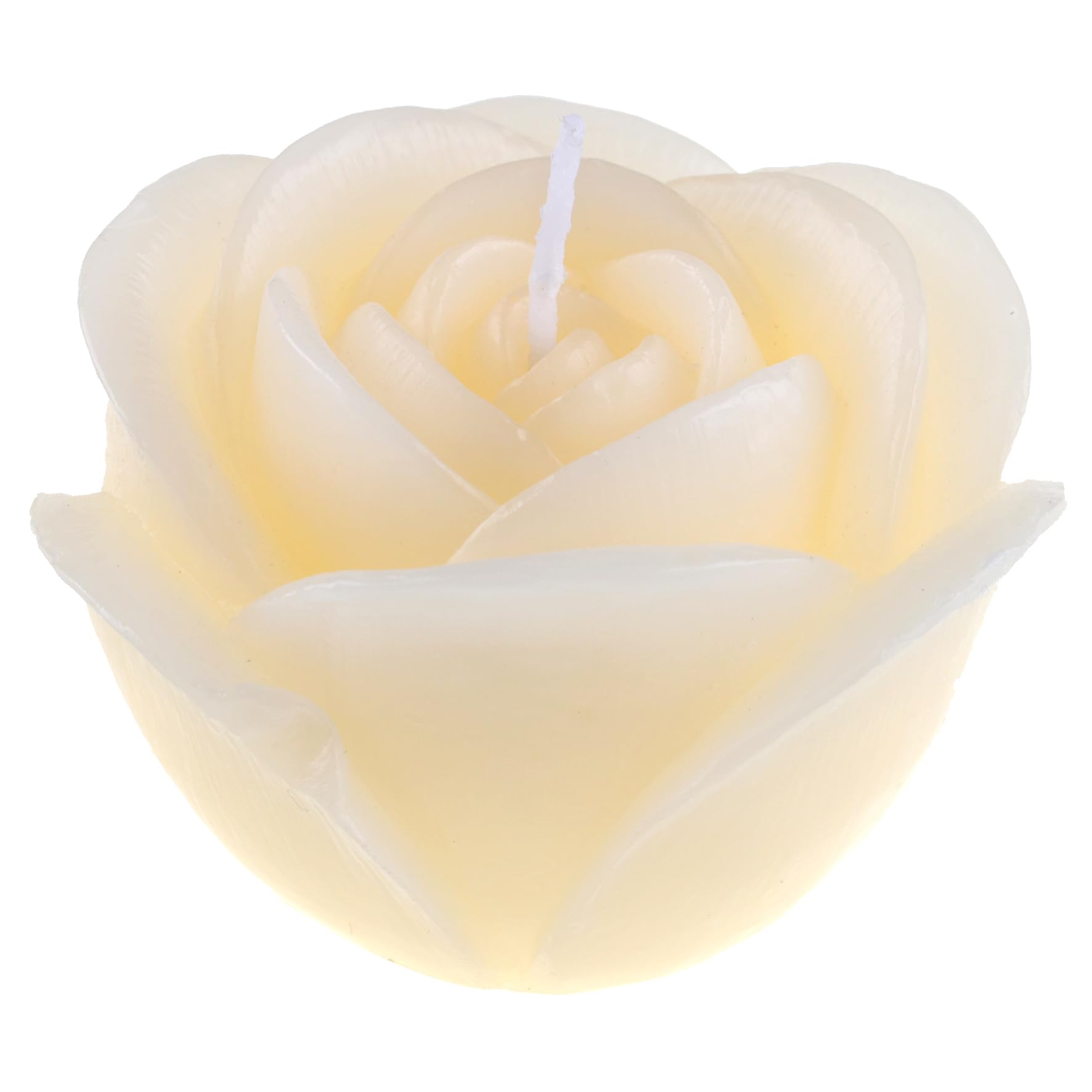 Kerze in Rosenform, Ø7cm x 4,5cm. Rosenkerze, Geschenk, Muttertag, Valentinstag Creme-Elfenbein