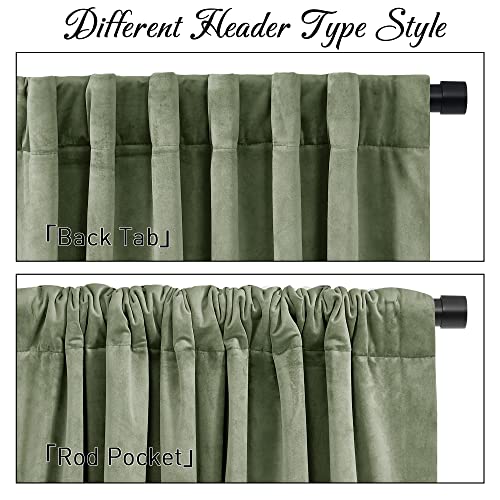 Stangh Sage Green Curtains 96 Inches Long For Living Room, Two-Layer Blackout Velvet Window Drapes Thick Thermal Insulated Panels For Nursery Kids Bedroom, W48 X L96, 1 Panel #TOP4