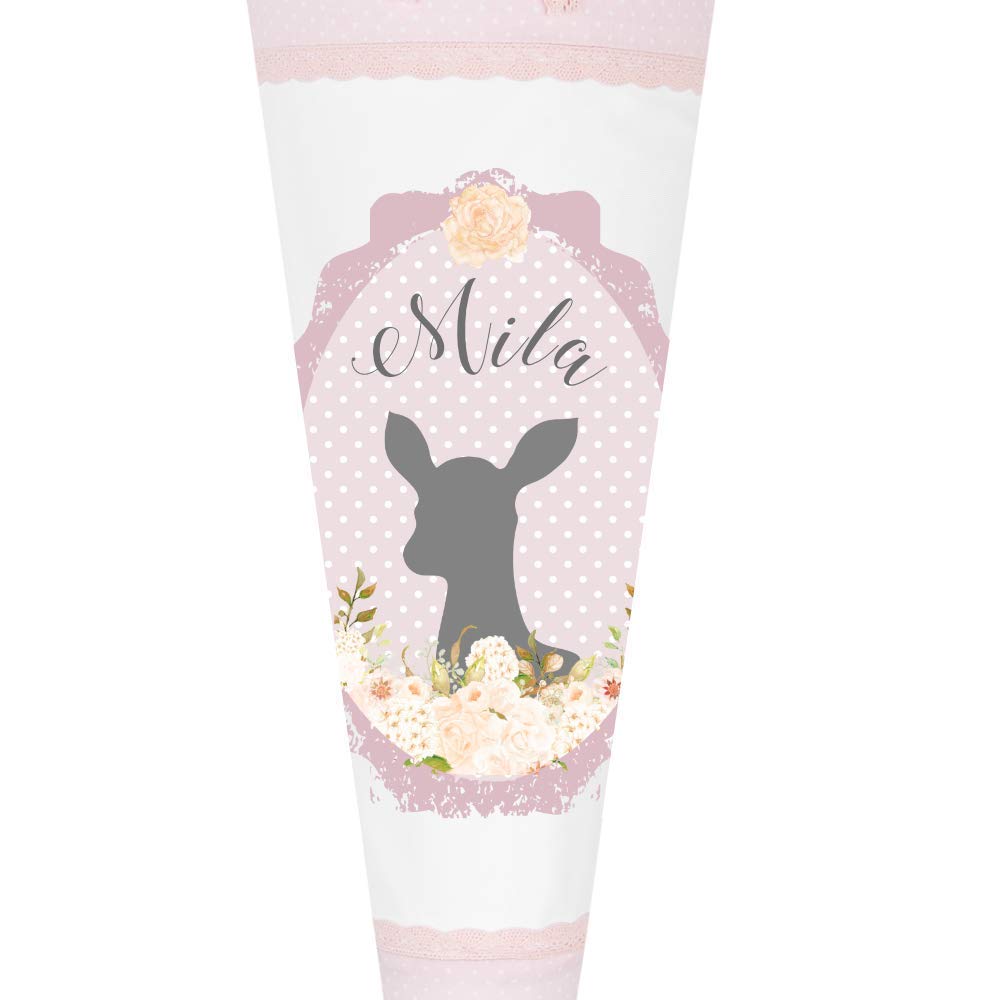 Reh Schultüte mit Namen aus Stoff 70cm groß
