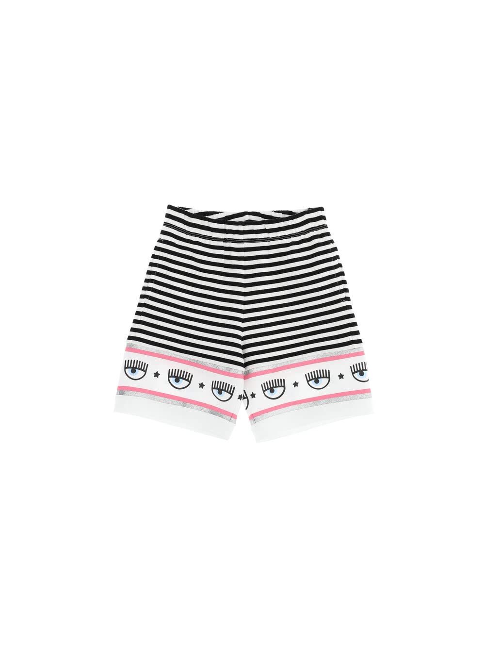 Chiara Ferragni Bermuda Rigato Bianco Nero con Banda Maxilogomania